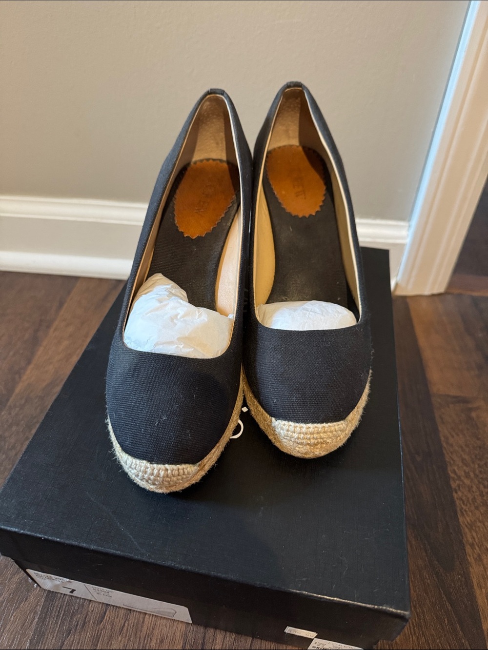 Women’s Black Espadrille Wedge